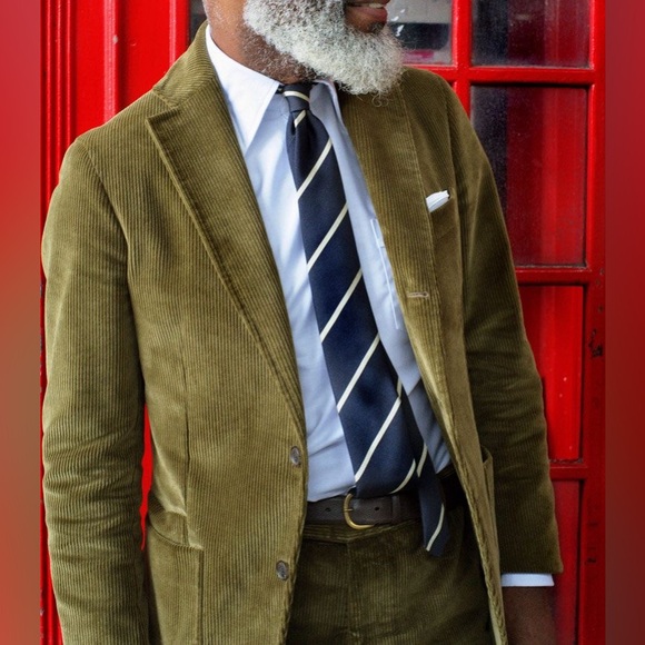 Drake’s Olive Green Mid-Wale Cotton Corduroy Tailored Jacket Sz 42 - Picture 5 of 5